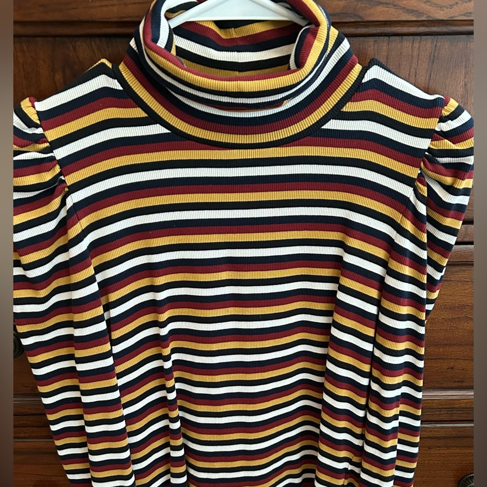NWOT Veronica Beard Cedar Striped Puff Sleeve Multicolor Turtleneck Sweater - Picture 11 of 15